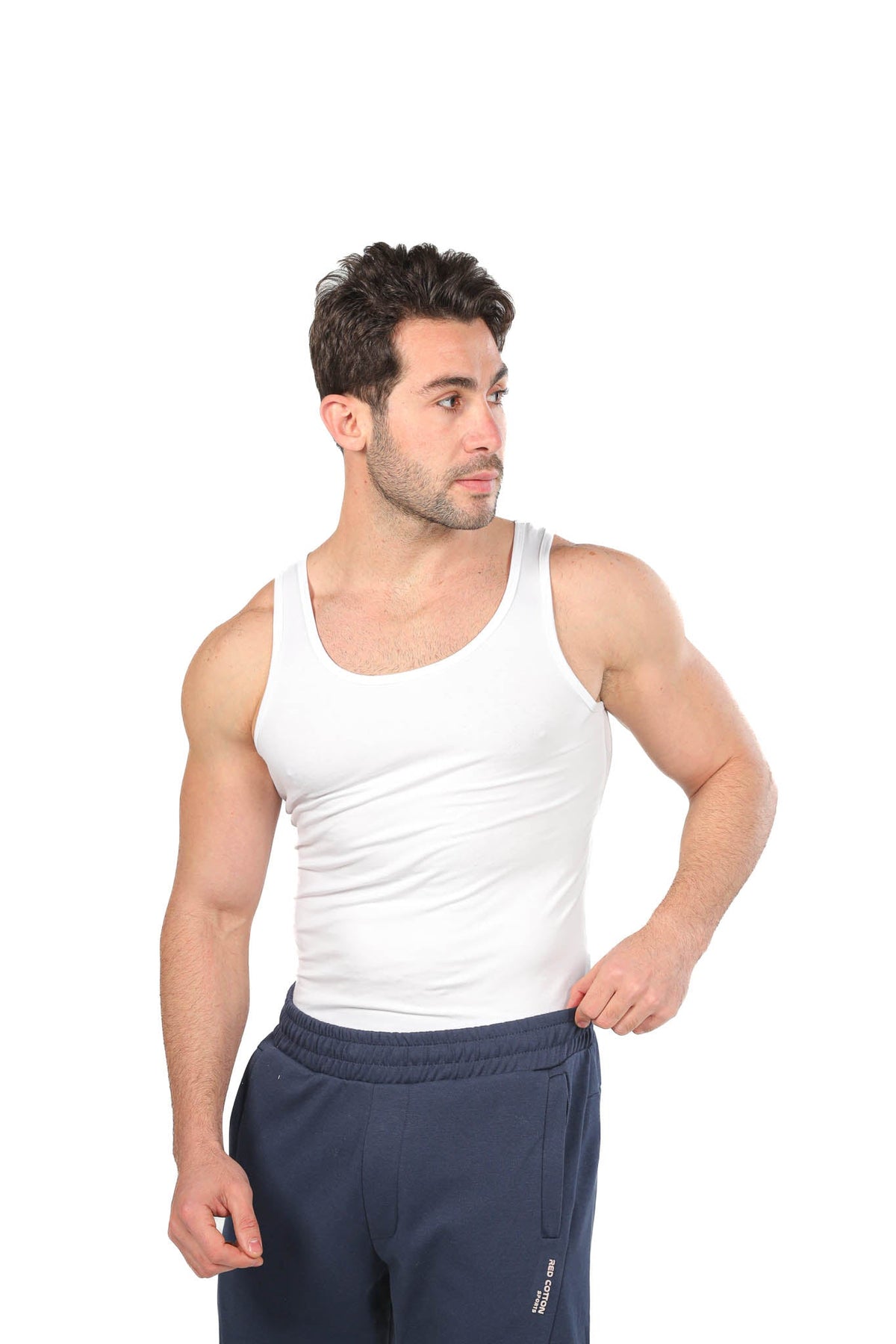 Lycra Sleeveless Undershirt For Men - Red Cotton