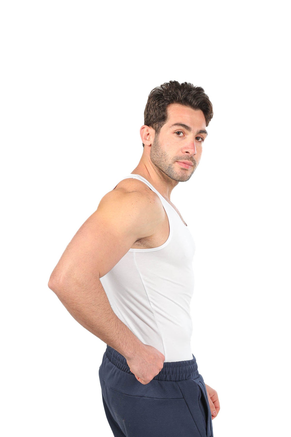 Lycra Sleeveless Undershirt For Men - Red Cotton