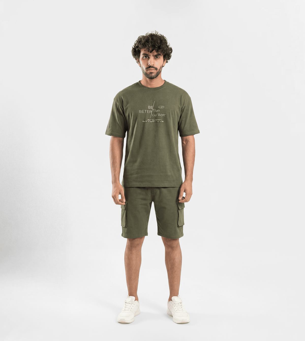Men Active Cargo Set - Red Cotton