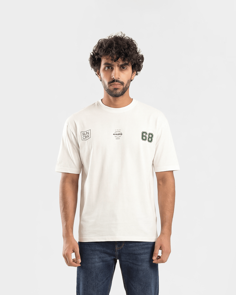Men "Amazing 68" Athletic Graphic Tee - Red Cotton