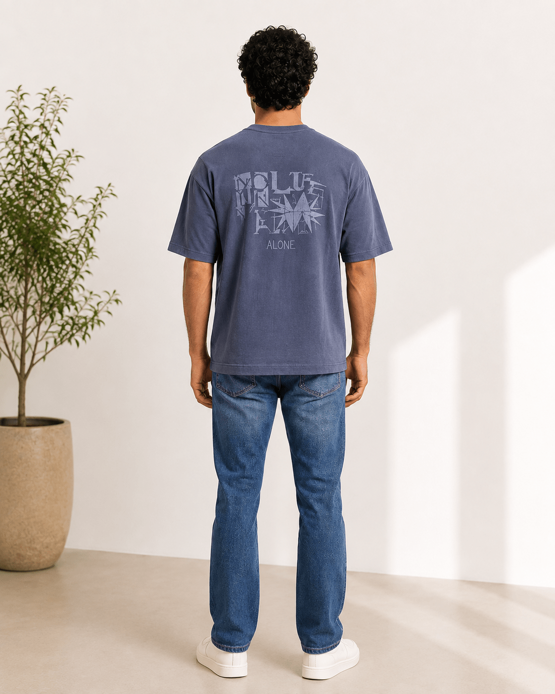 Men "Blue Pixels" Cotton Dark Blue T-Shirt - Red Cotton