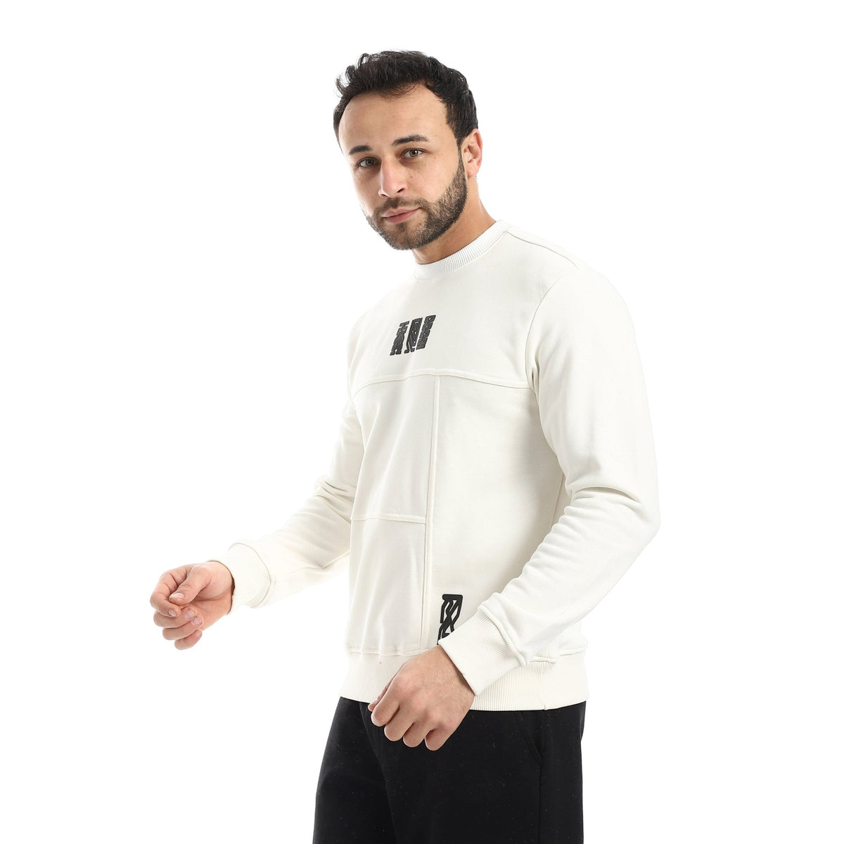 Men Crewneck Sweatshirt - Red Cotton