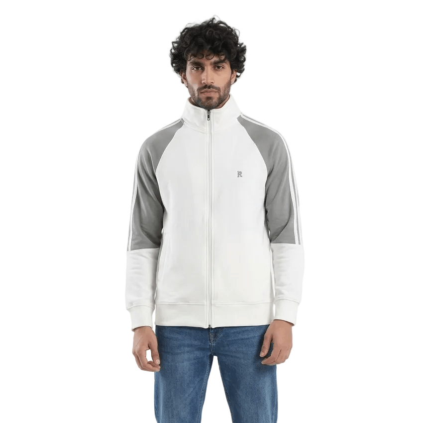 Men Hybrid Raglan Track Jacket - Red Cotton