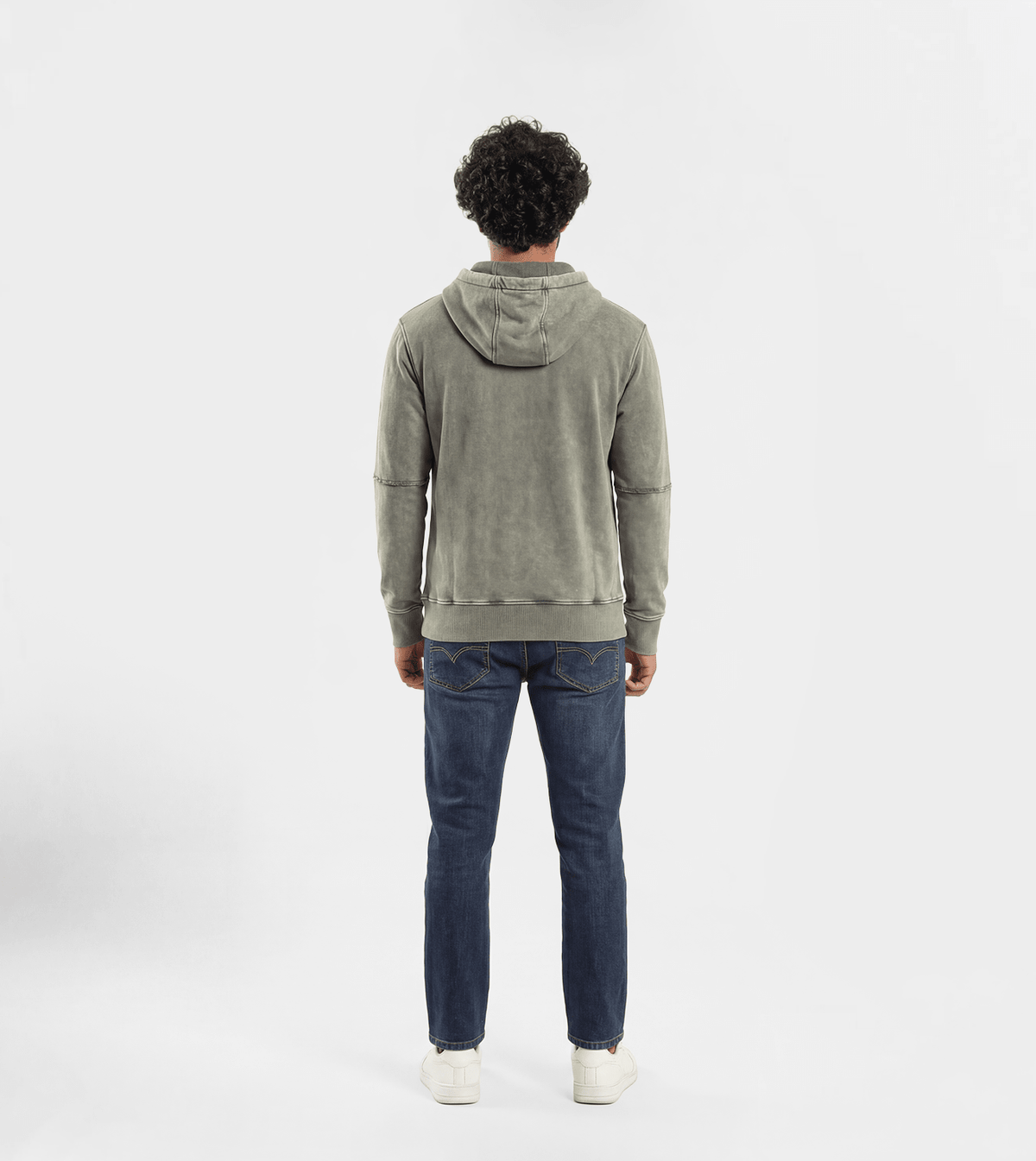 Men Mineral-Washed Hoodie - Red Cotton
