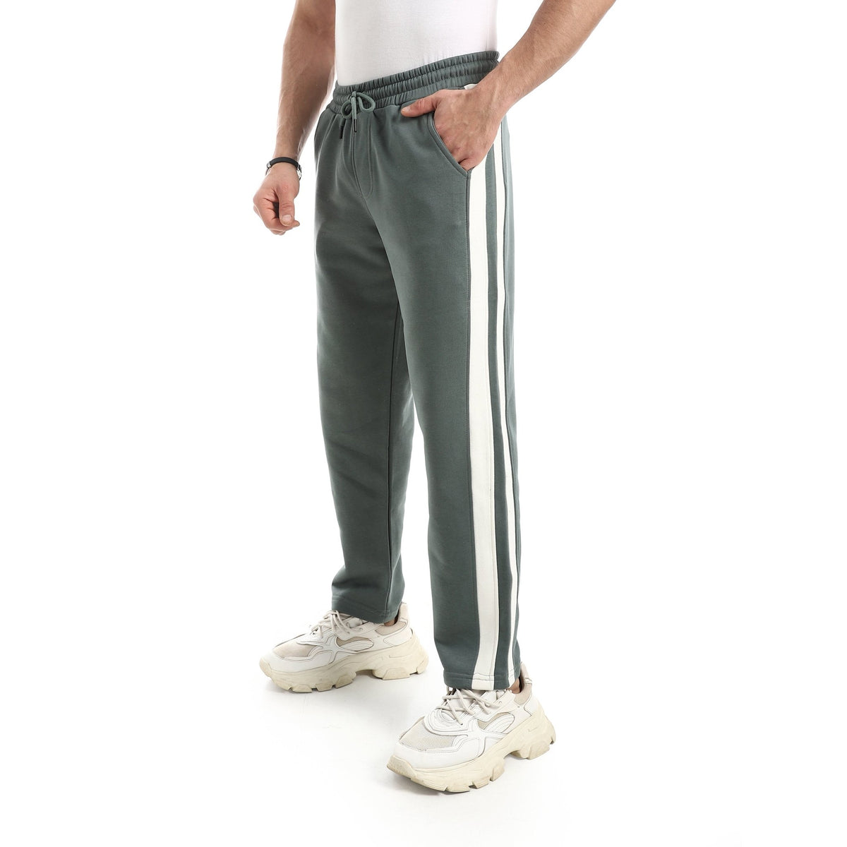 Men Performance Side-Stripe Joggers - Red Cotton