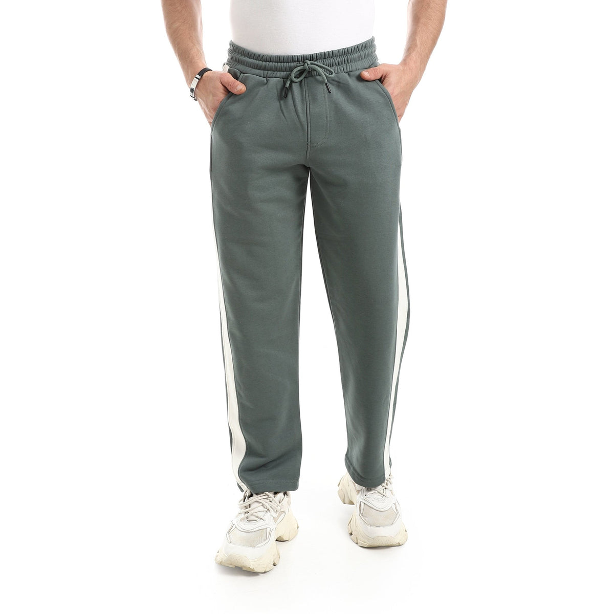 Men Performance Side-Stripe Joggers - Red Cotton