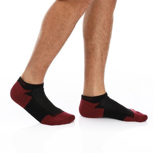Men Plain Mid Calf Socket Socks - Black - Red Cotton