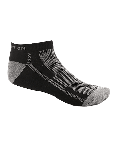 Men Plain Mid Calf Socks - Black - Red Cotton