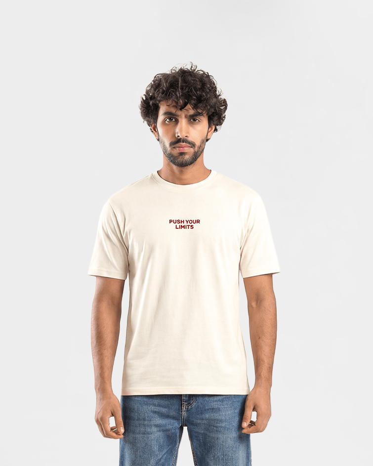 Men "Push Your Limits" Graphic Tee - Red Cotton