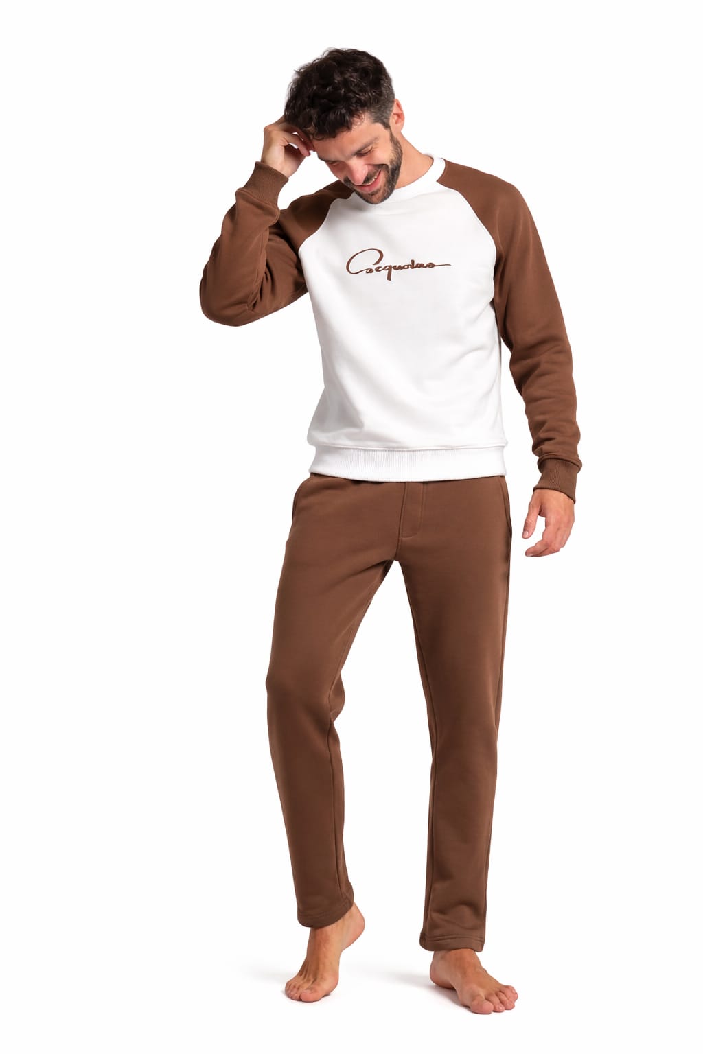 Men Sportive melton set Happy times - Red Cotton