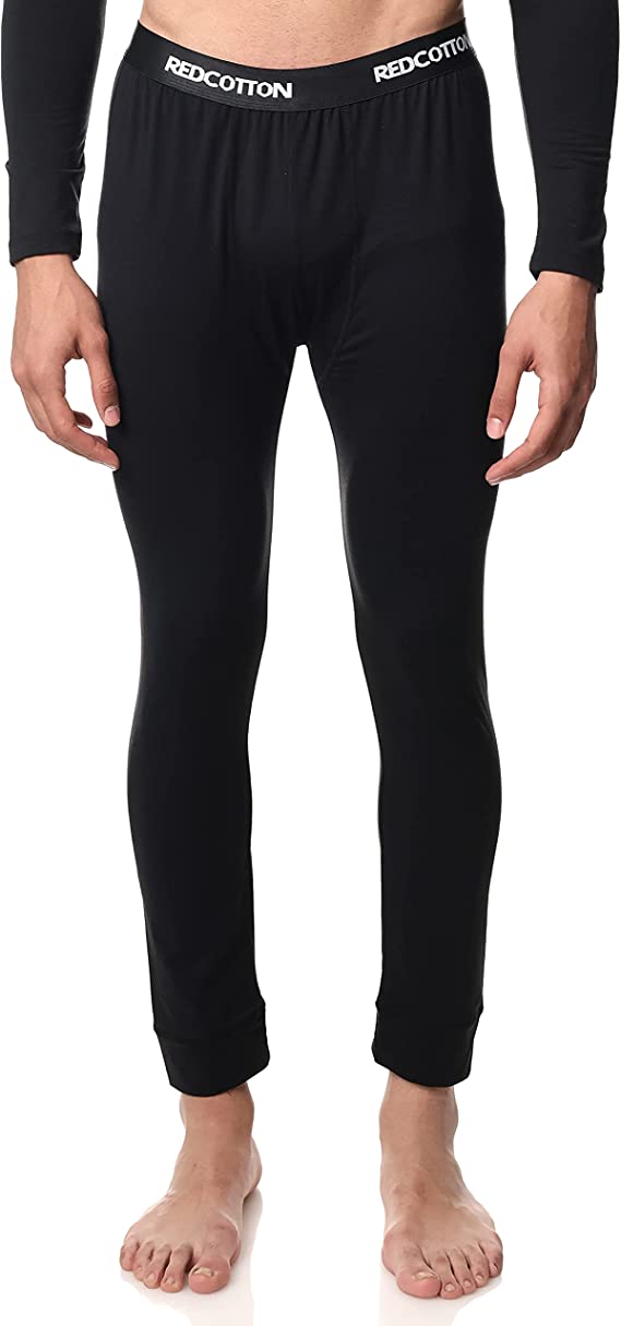 Men Thermal Pants - Black - Red Cotton