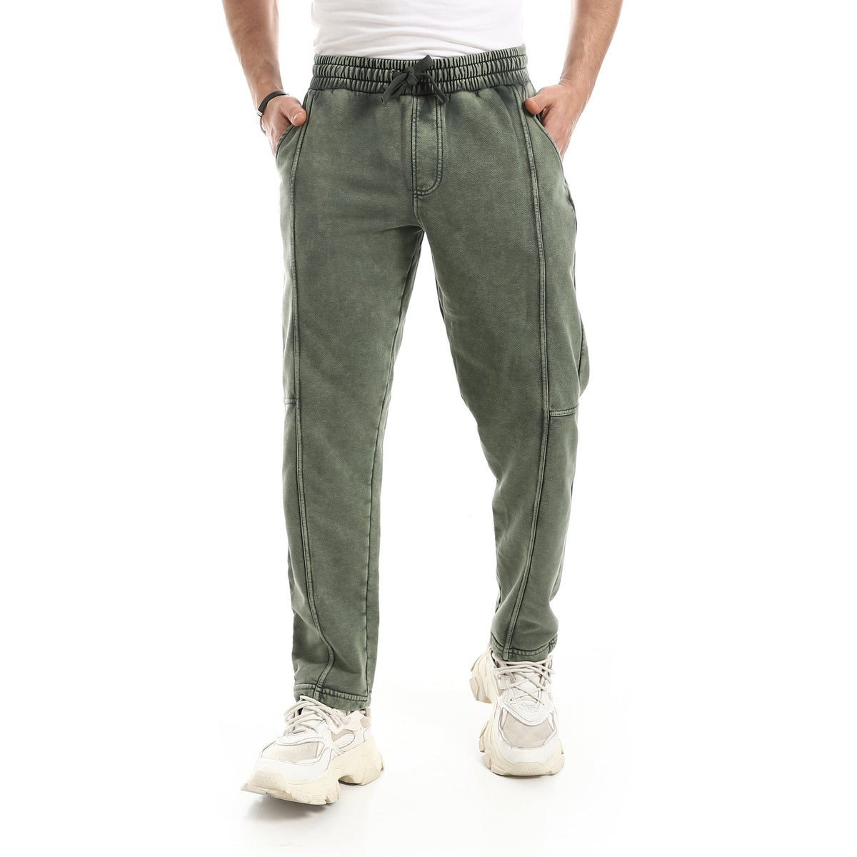 Men Vintage Joggers - Red Cotton