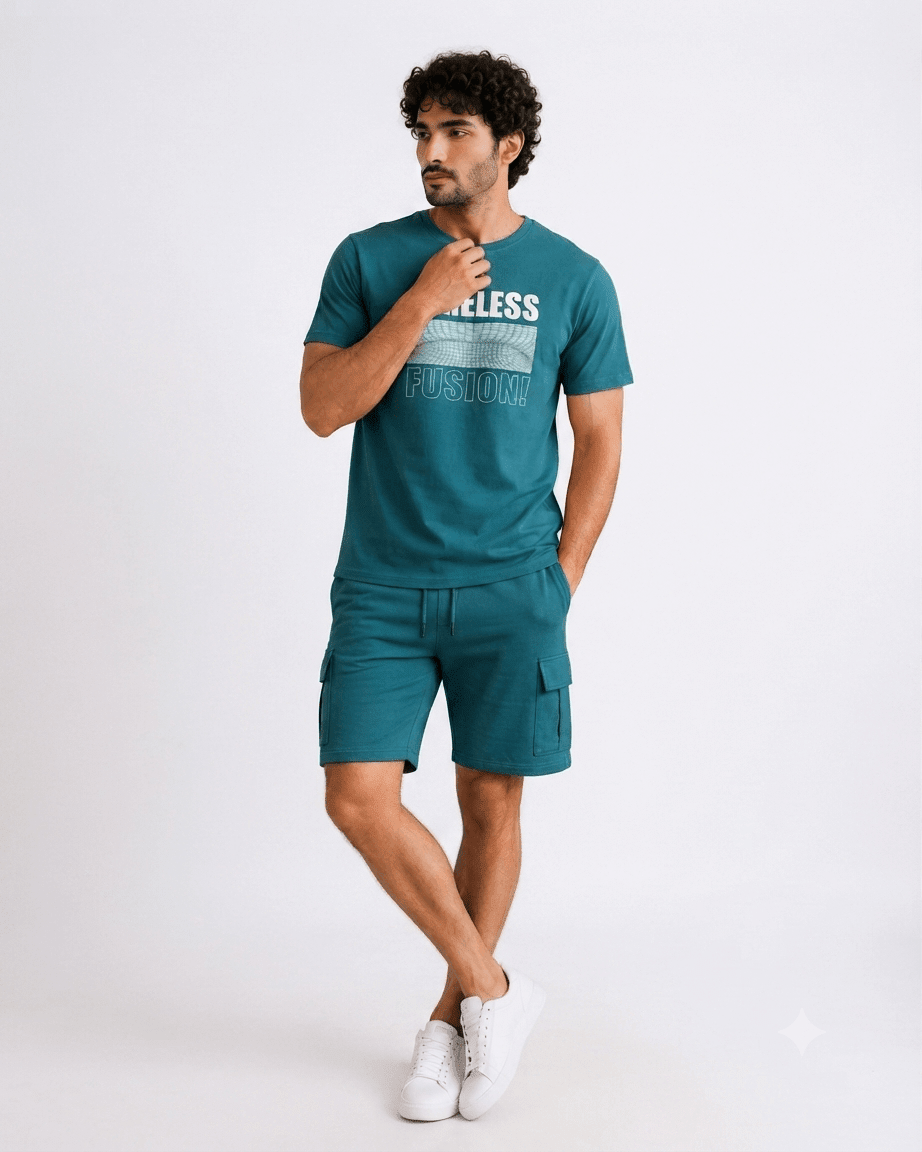 Men's 2-Piece Summer Loungewear Set - Red Cotton