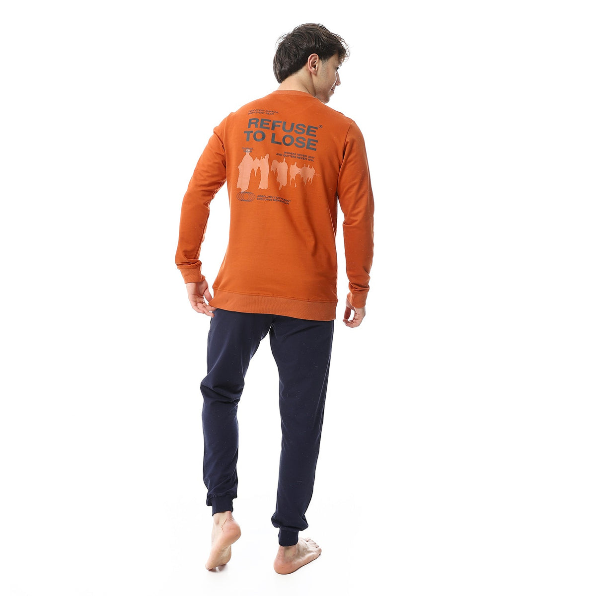Men's Autumn Pajama Printed - Orange - Red Cotton