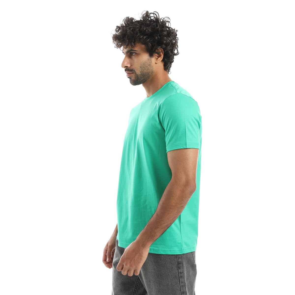 Men's Classic Crew Neck T-Shirt – Green - Red Cotton