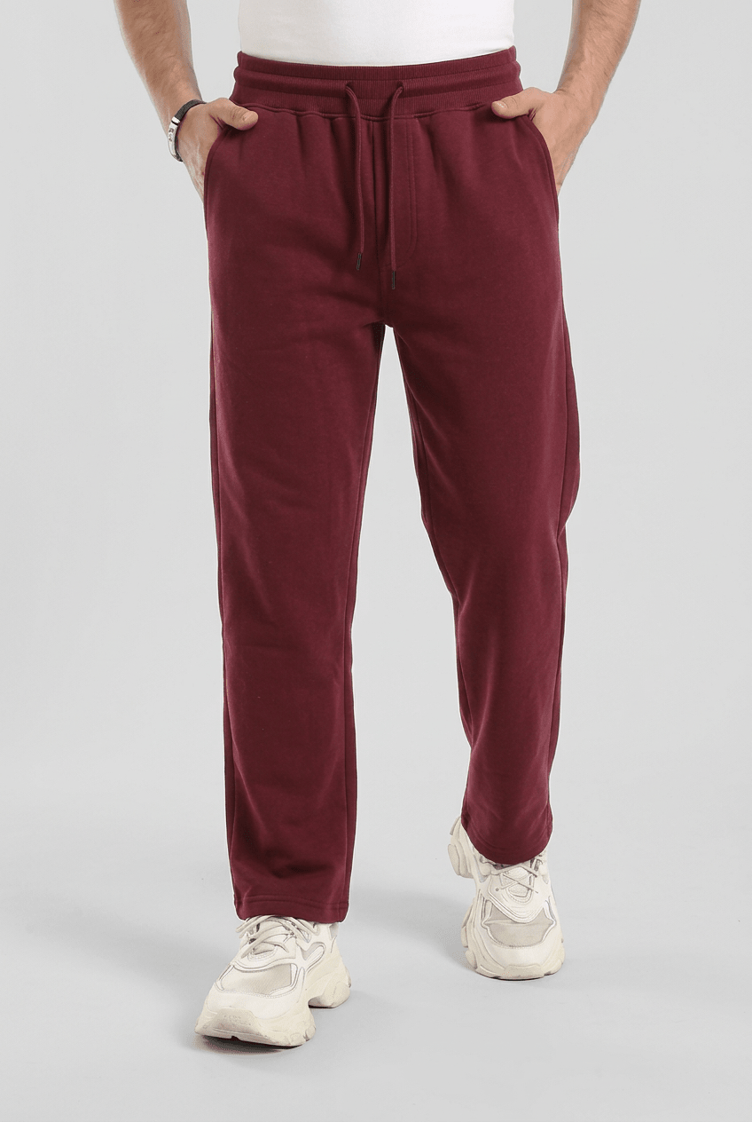 Men’s Classic Relaxed Joggers – Burgundy - Red Cotton