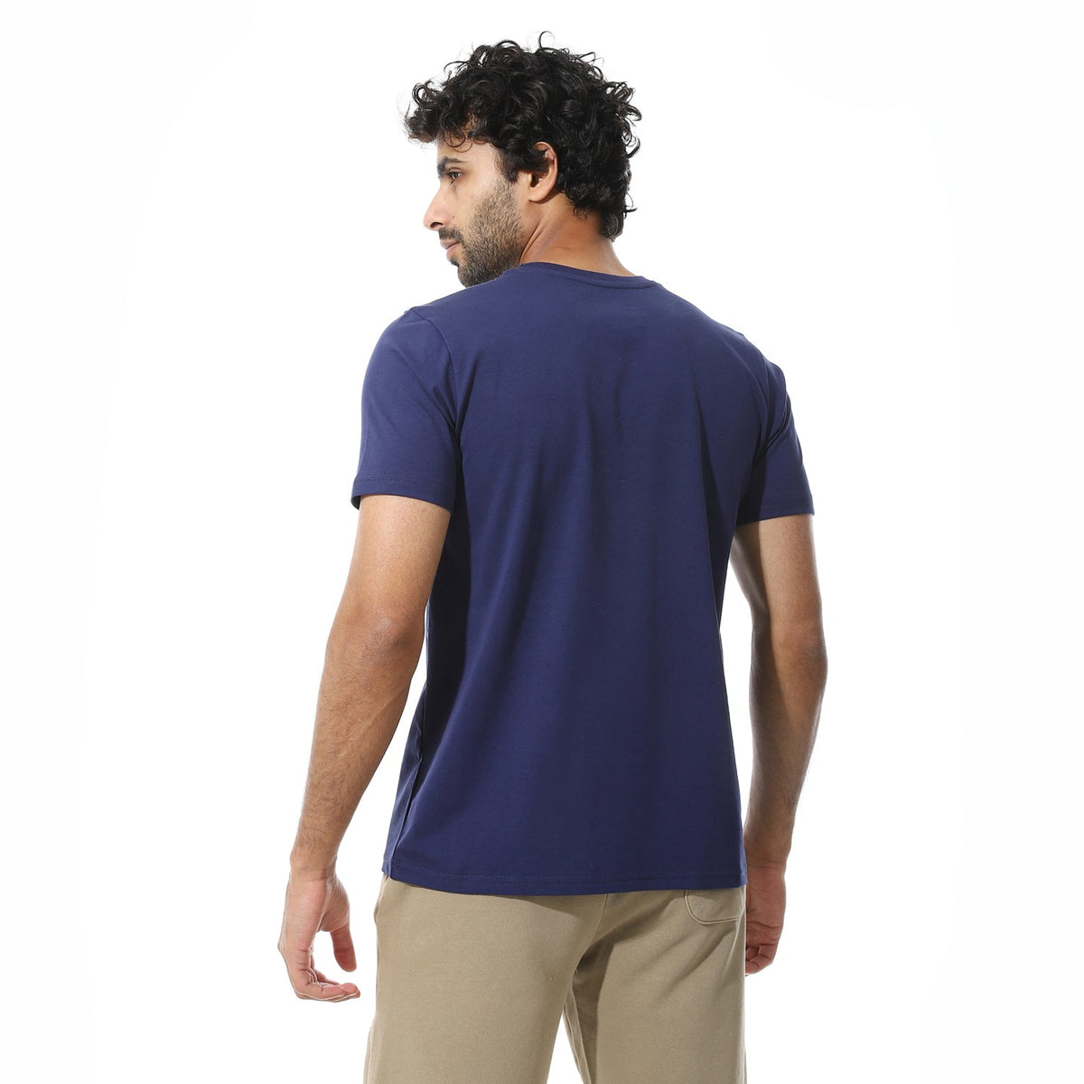 Men's Cotton Regular Fit T-Shirt- Navy - Red Cotton
