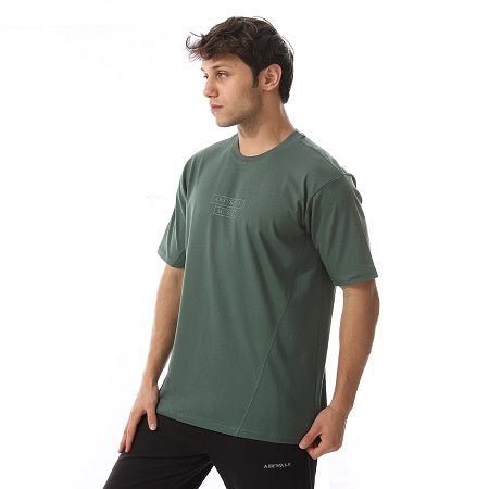 Men's Cotton T-Shirt - Casual and Comfortable - Dark Green - Red Cotton