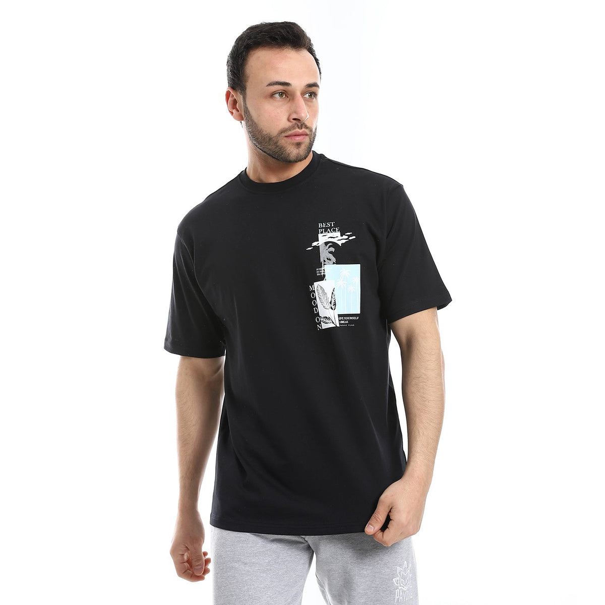 Men's Cotton T-Shirt - Classic and Comfortable Casual Tee - Black - Red Cotton
