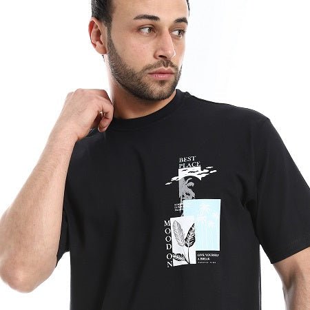 Men's Cotton T-Shirt - Classic and Comfortable Casual Tee - Black - Red Cotton