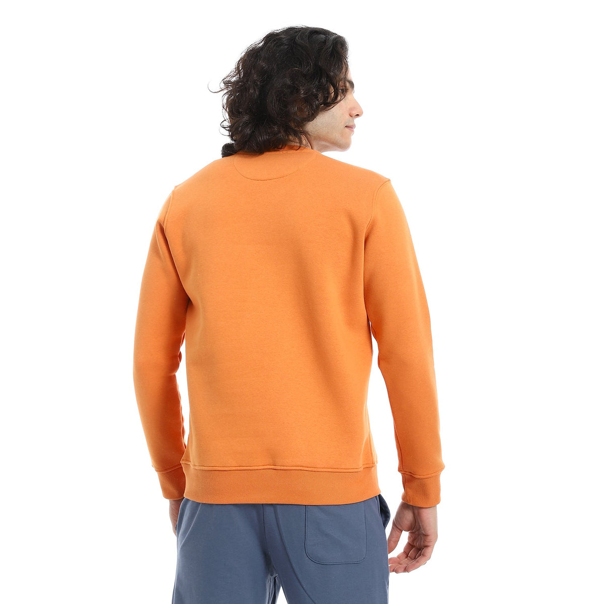 Men's Crewneck Sweatshirt - Style & Comfort Combined - Orange - Red Cotton