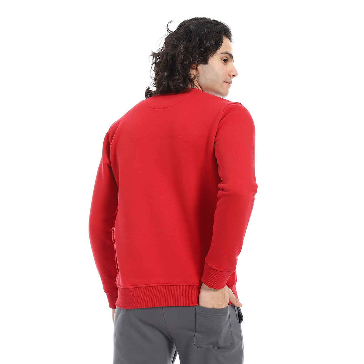Men's Crewneck Sweatshirt - Style & Comfort Combined - Red - Red Cotton