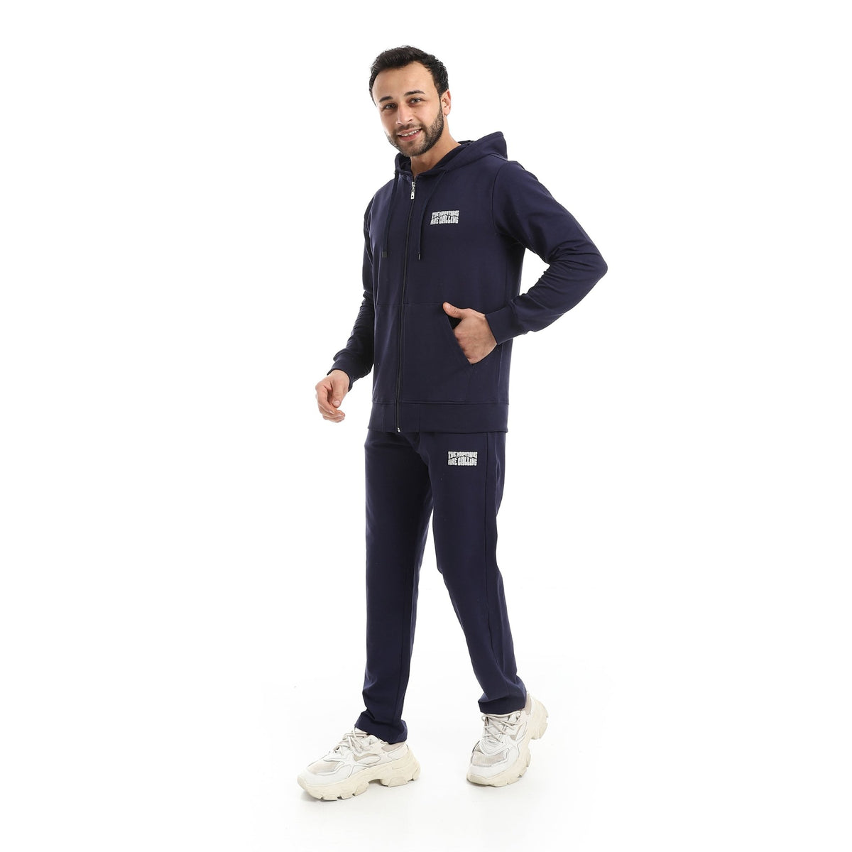 Men’s Full-Zip Fleece Hoodie & Jogger Set - Red Cotton