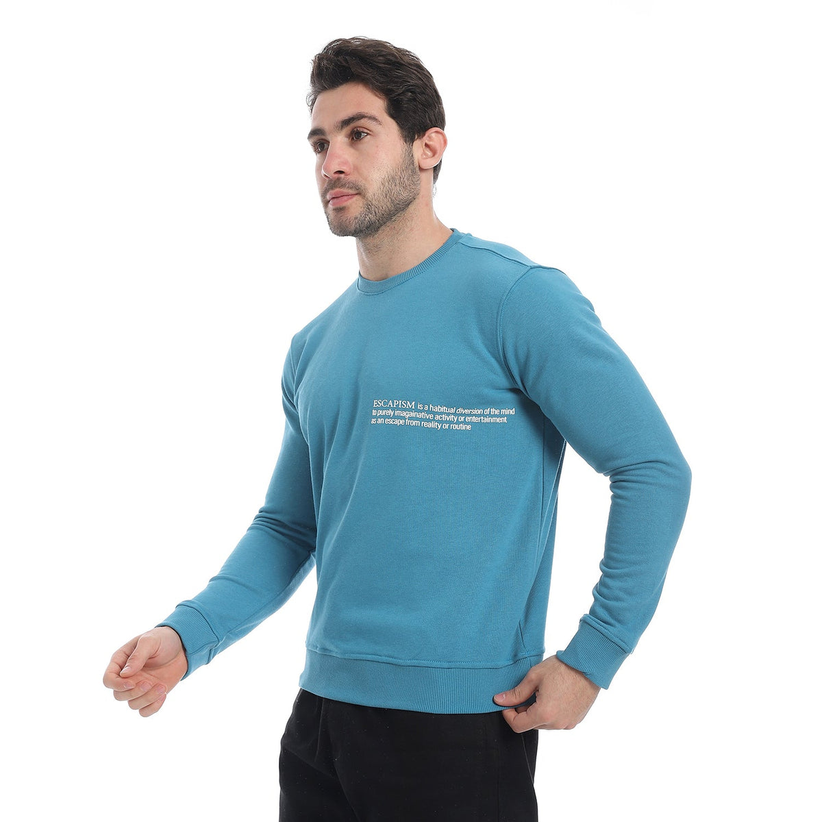 Men's Graphic Print Cotton Sweatshirt - Blue - Red Cotton