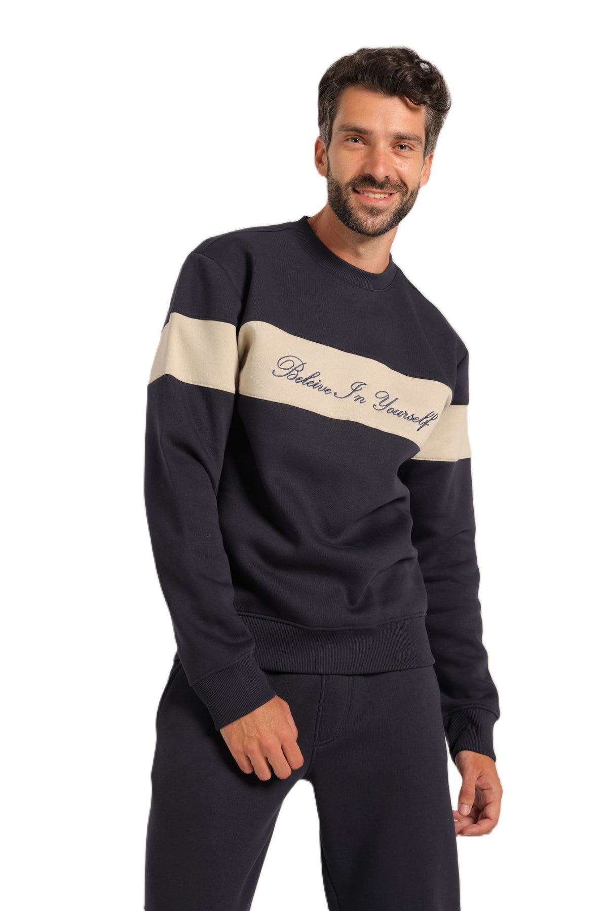 Men’s Lined Tracksuit with Contrast Chest Stripe - Red Cotton