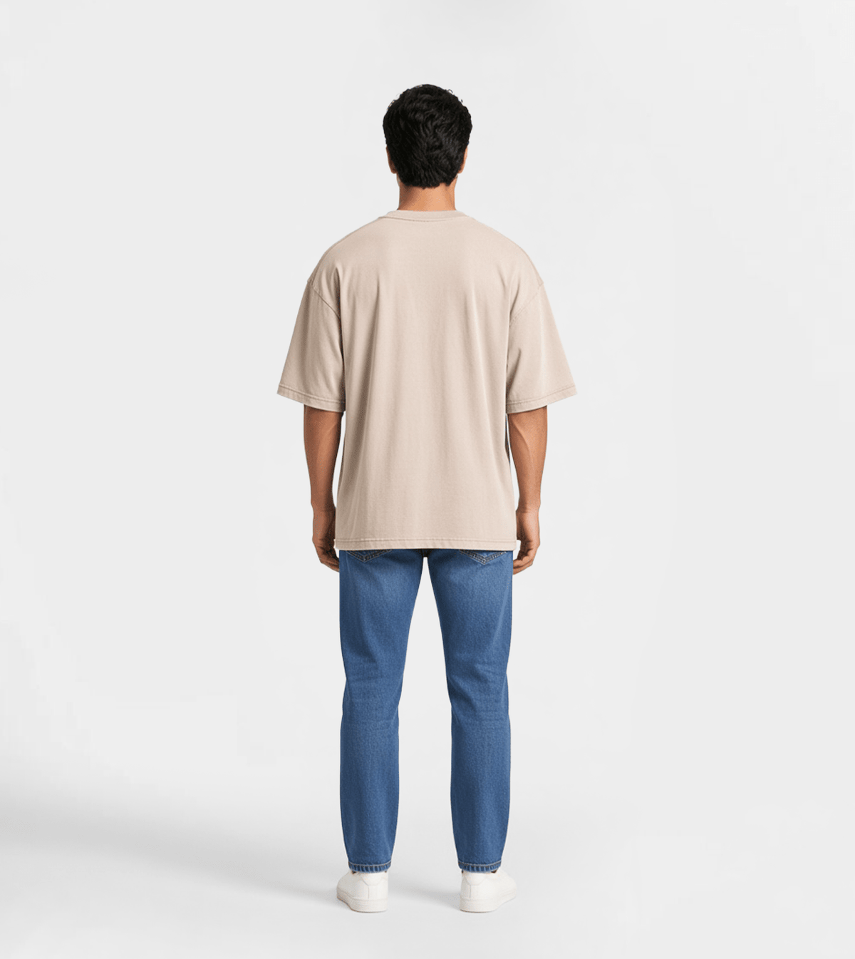 Men’s Oversized Beige T-Shirt - Red Cotton