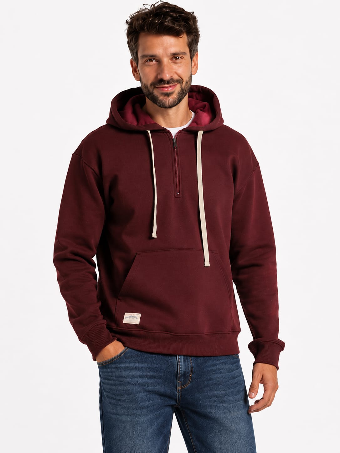 Men’s Padded Cotton Hoodie - Red Cotton