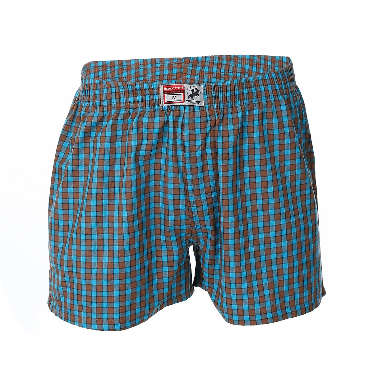 Men's Plaid Boxer, Stylish Blue Comfy - Red Cotton