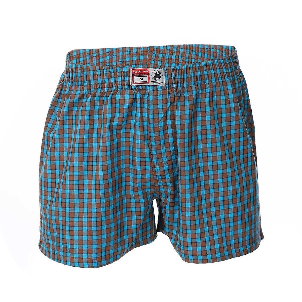 Men's Plaid Boxer, Stylish Blue Comfy - Red Cotton