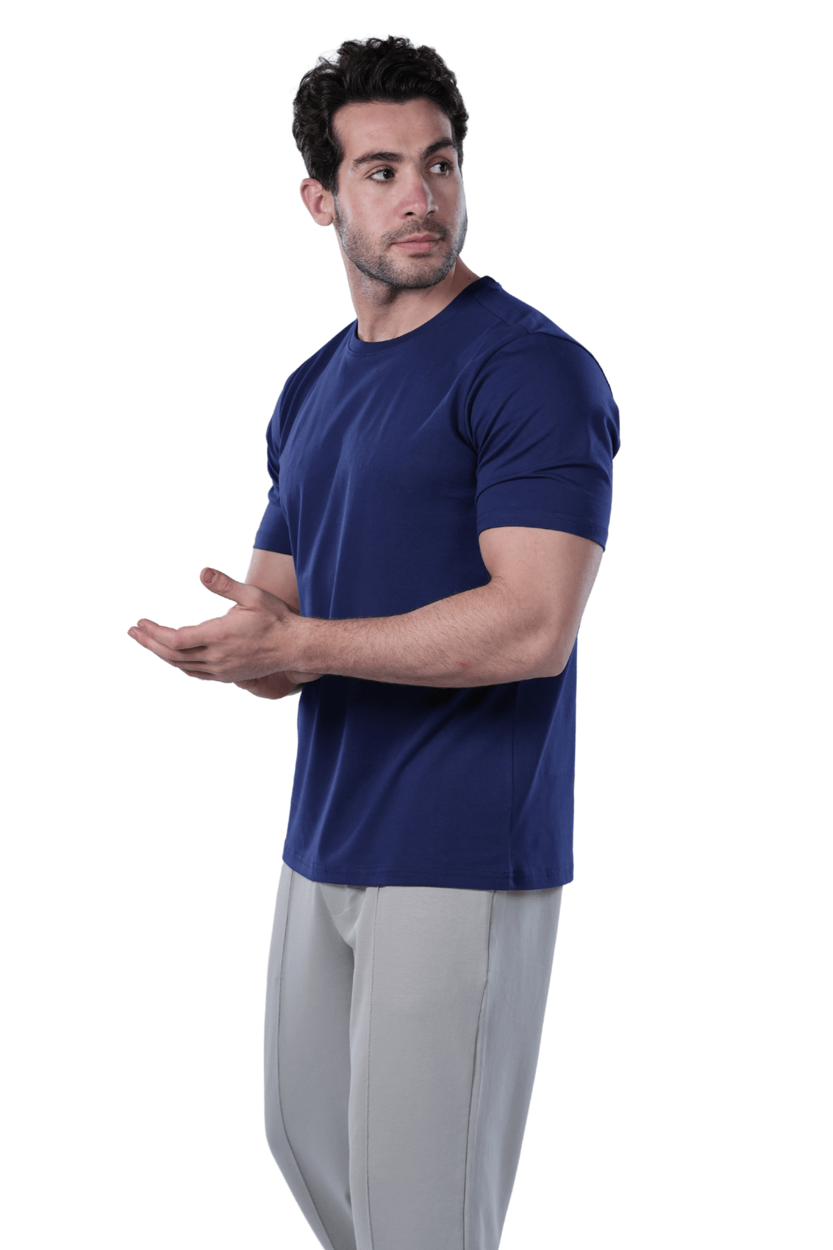 Men's Regular Fit Cotton T-Shirt - Navy - Red Cotton
