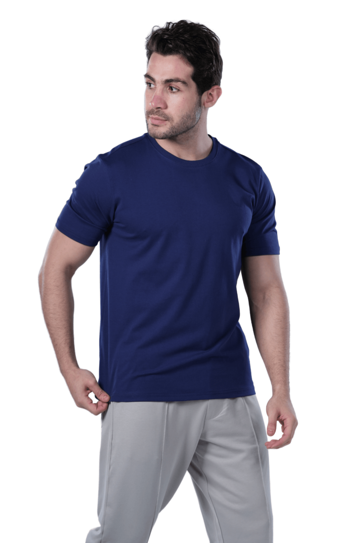 Men's Regular Fit Cotton T-Shirt - Navy - Red Cotton