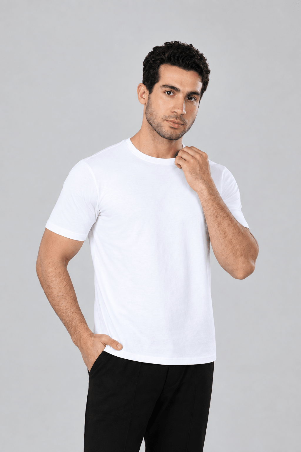 Men's Regular Fit Cotton T-Shirt - White - Red Cotton