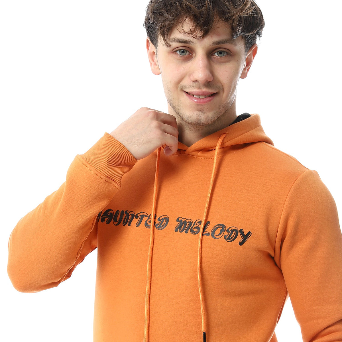 Men's Winter Hoodie Pajamas - Orange - Red Cotton