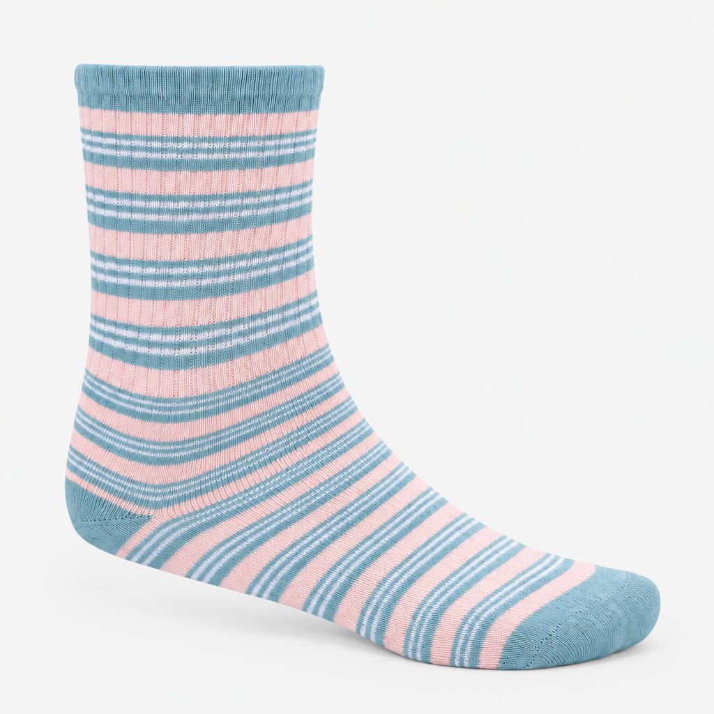Premium Blue Ribbed Socks: Soft & Durable - Red Cotton