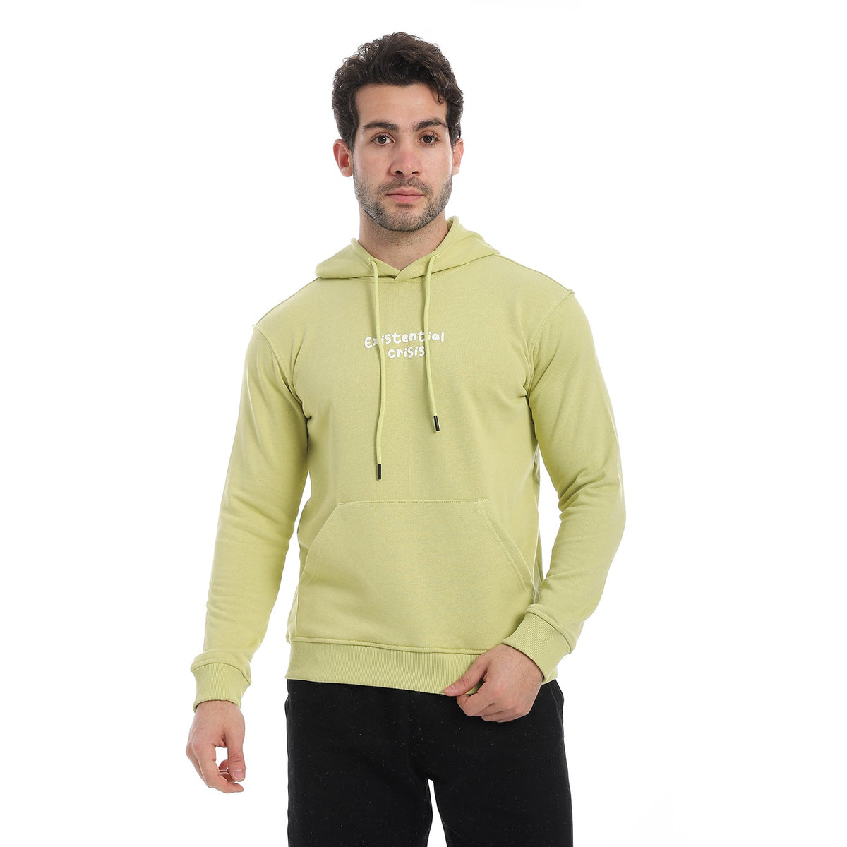 Red Cotton Hoodie With Printed - Lite Green - Red Cotton