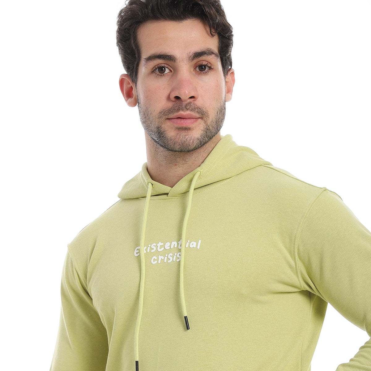 Red Cotton Hoodie With Printed - Lite Green - Red Cotton