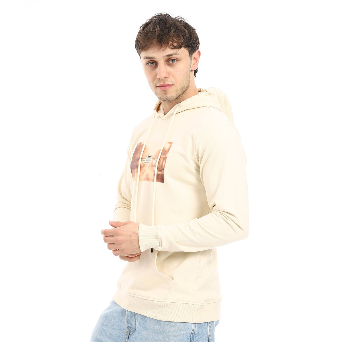 Red Cotton Hoodie With Printed - Off White - Red Cotton
