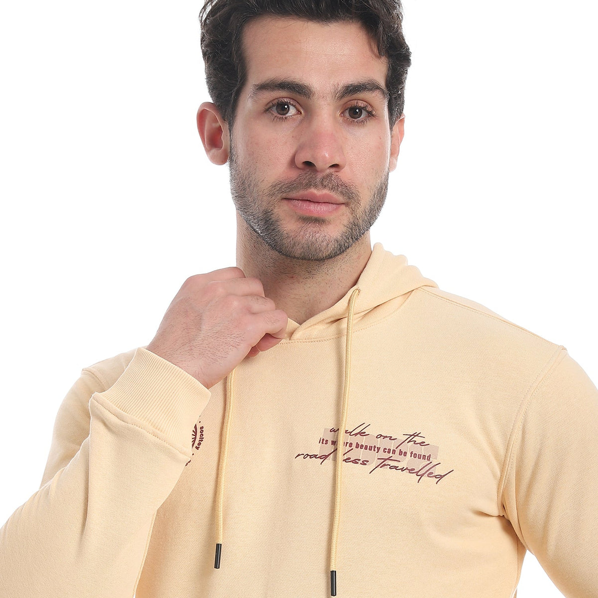 Red Cotton Hoodie With Printed - Simon - Red Cotton