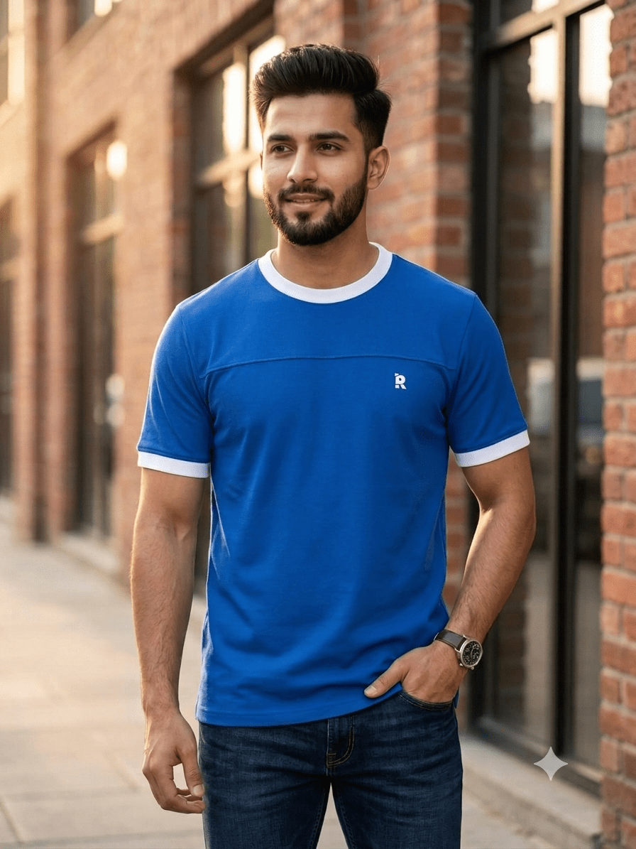 Red Cotton Men's Royal Blue Regular T-Shirt - Red Cotton