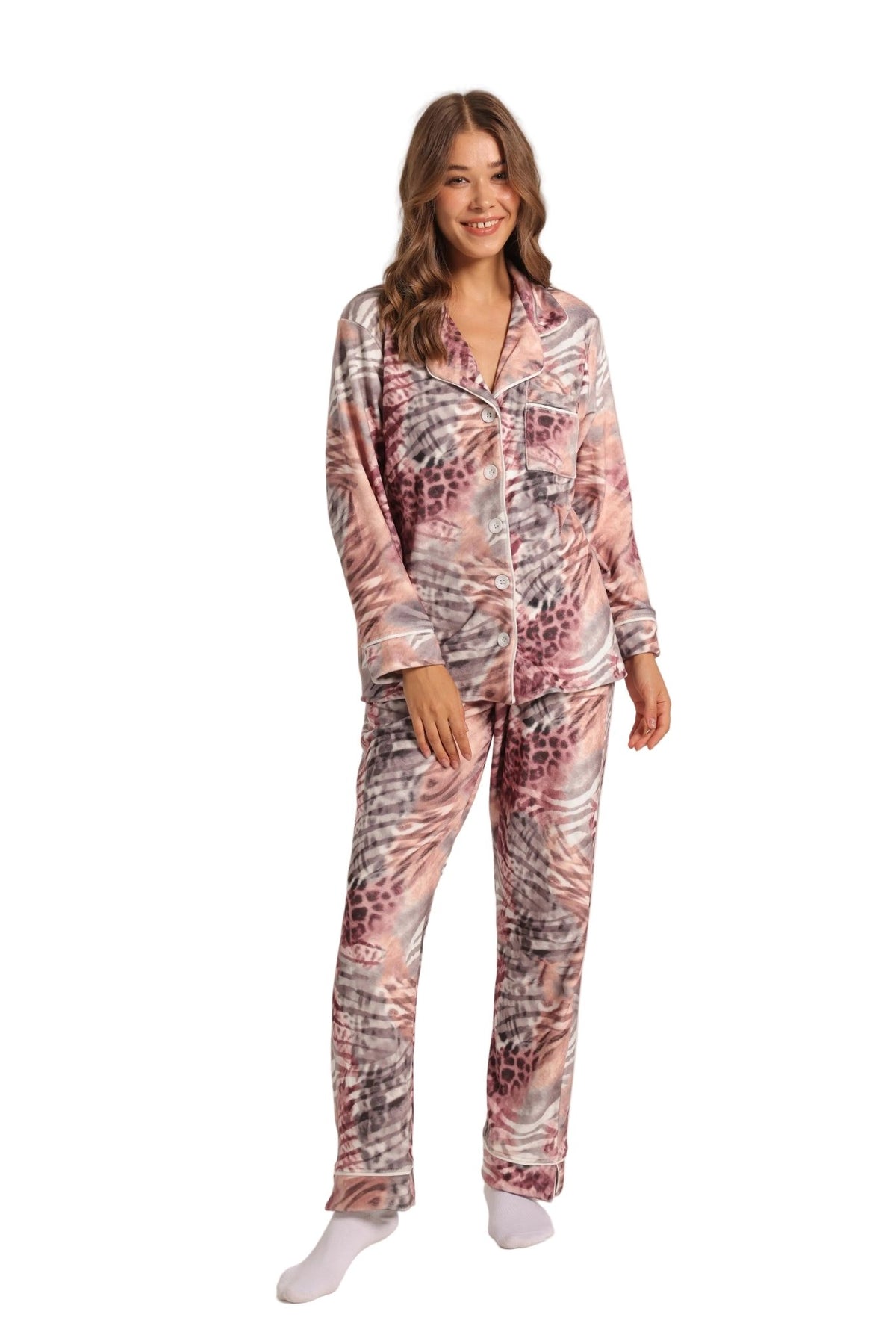 Red Cotton Printed Pajama Set - Red Cotton