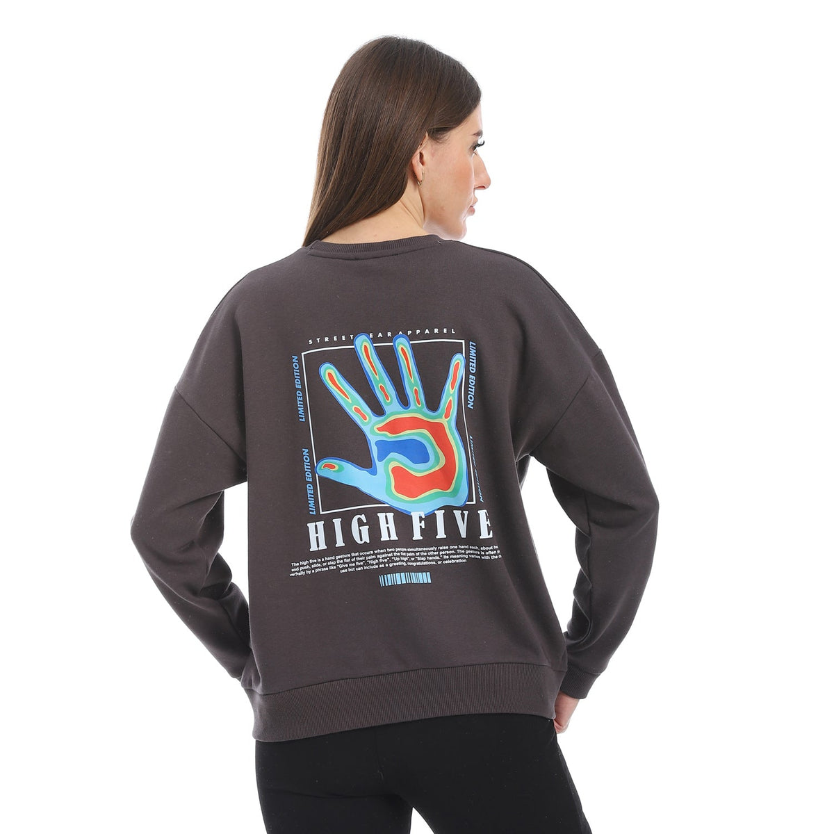 Red Cotton Sweatshirt With Printed-Grey - Red Cotton
