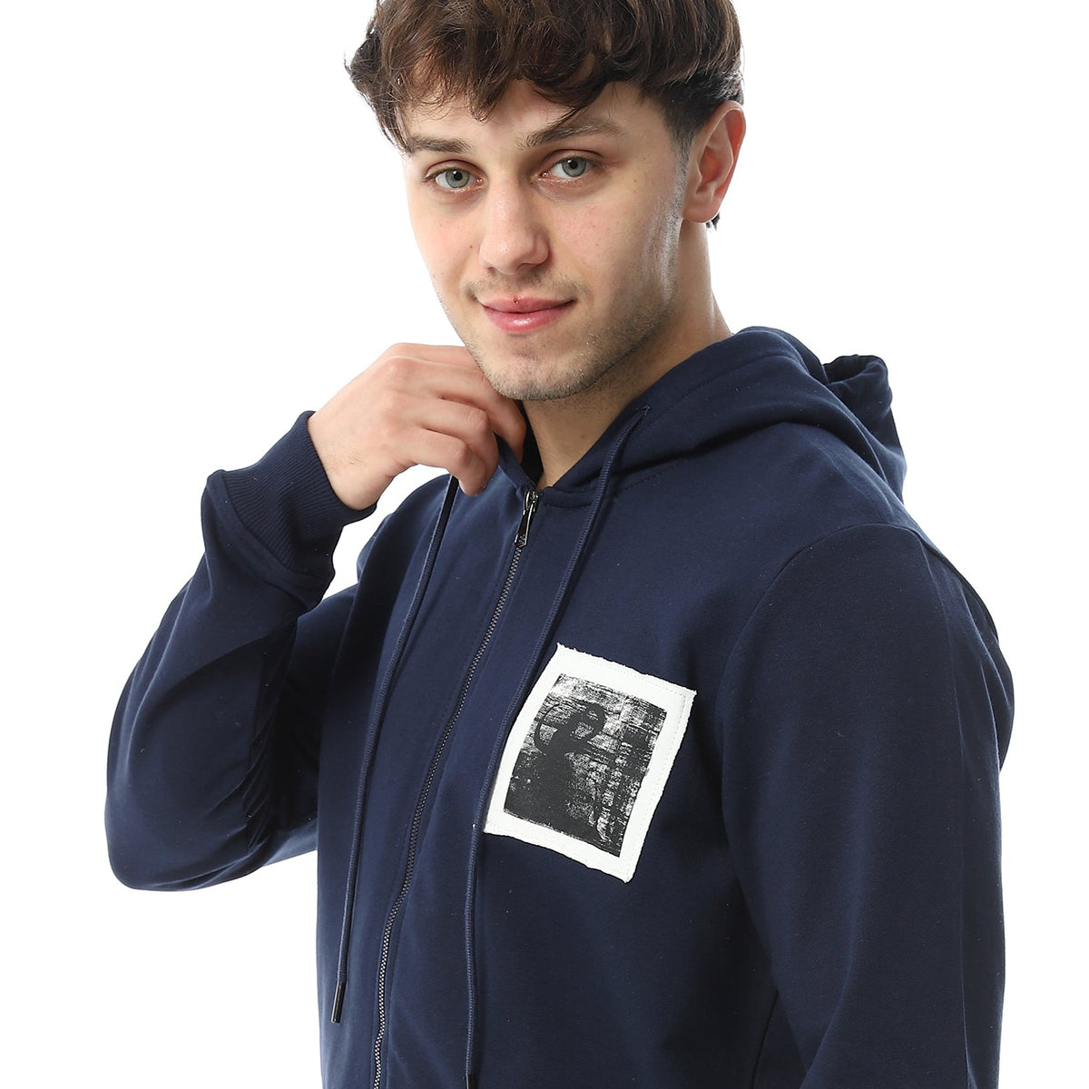 Red Cotton Sweatshirt With Printed - Navy - Red Cotton