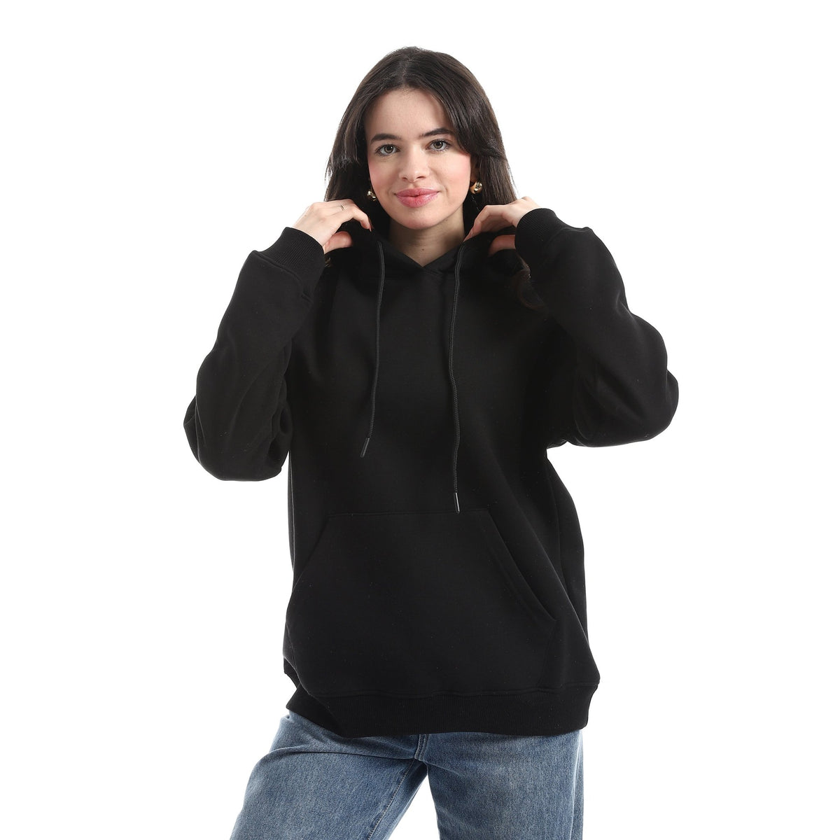 Relax Fit Hooded Basic Thick Sweatshirt - Red Cotton