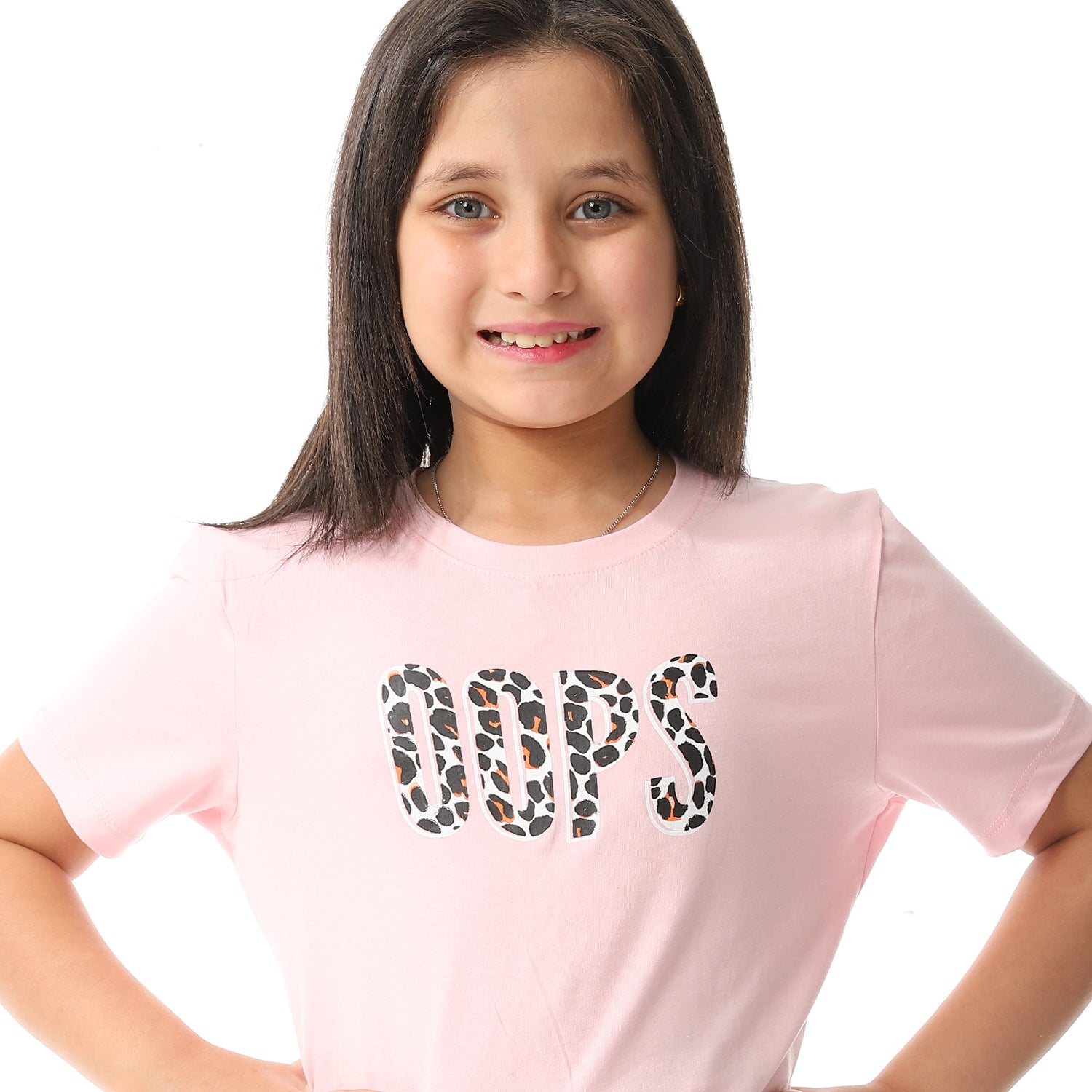 Girls OOPS Cotton Tee & Patterned Pants Pajama Set - Multicolour