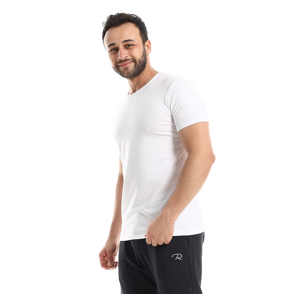 Short Sleeve Undershirt For Men Round Neck - Red Cotton
