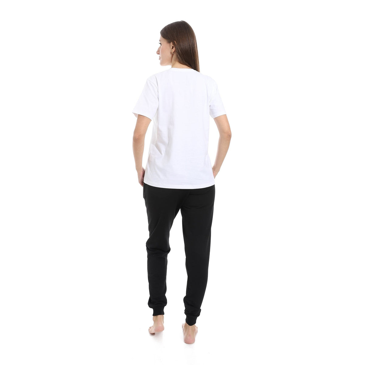 Soft Cotton Women's Activewear Set - Off White - Red Cotton